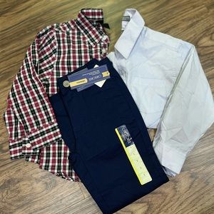 NWT 5T pants➕two EUC collared button down shirts